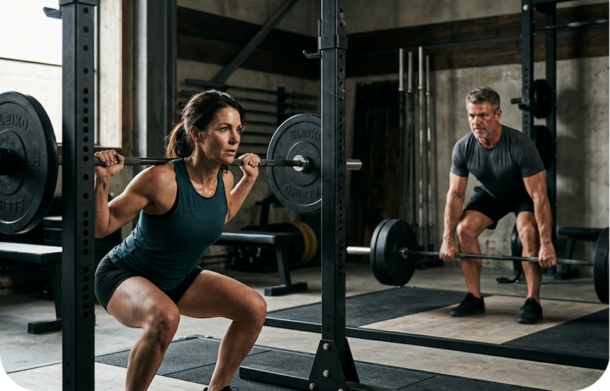man and women in the gym