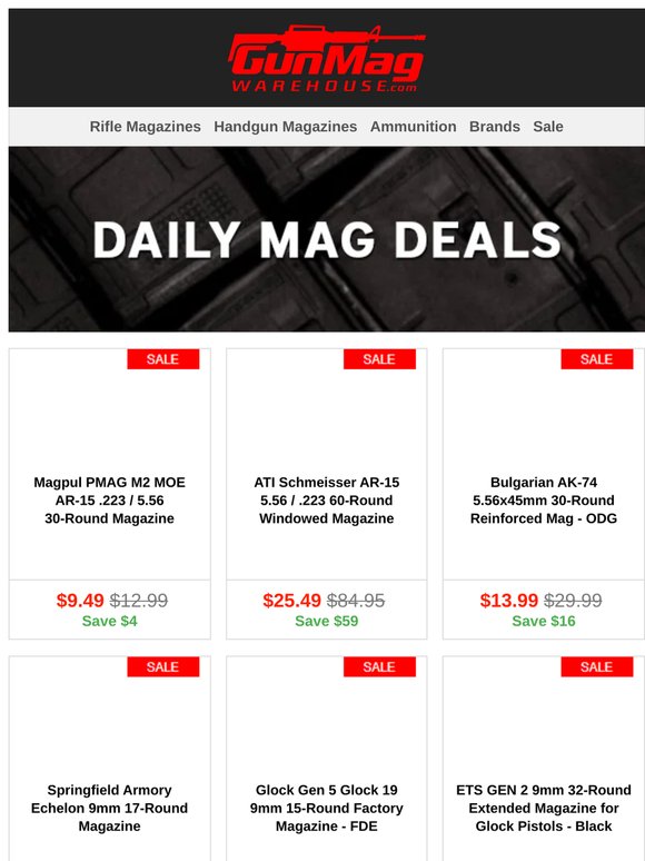 Friday Deals to Kick Off Your Weekend | Magpul PMAG MOE AR-15 5.56 30-Round Mag for $9.49