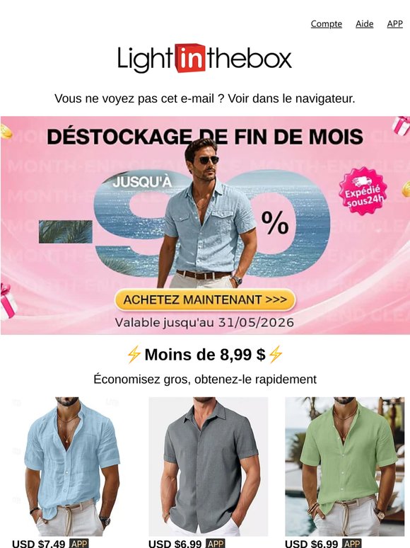 Jusqu'à 90 % de réduction, la liquidation se termine bientôt