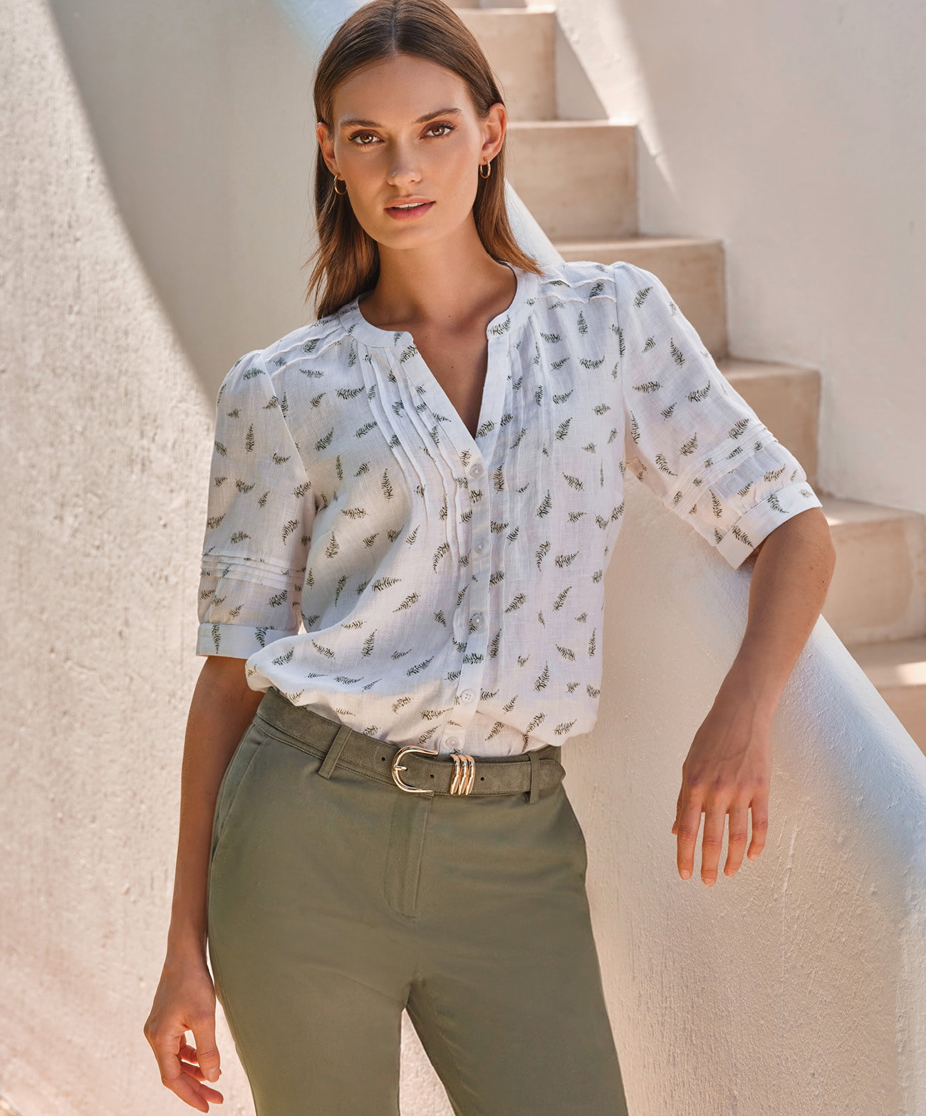 Linen Pintuck Blouse