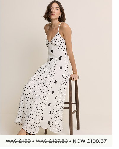 White Polka Dot Asymmetrical Dani Midi Dress