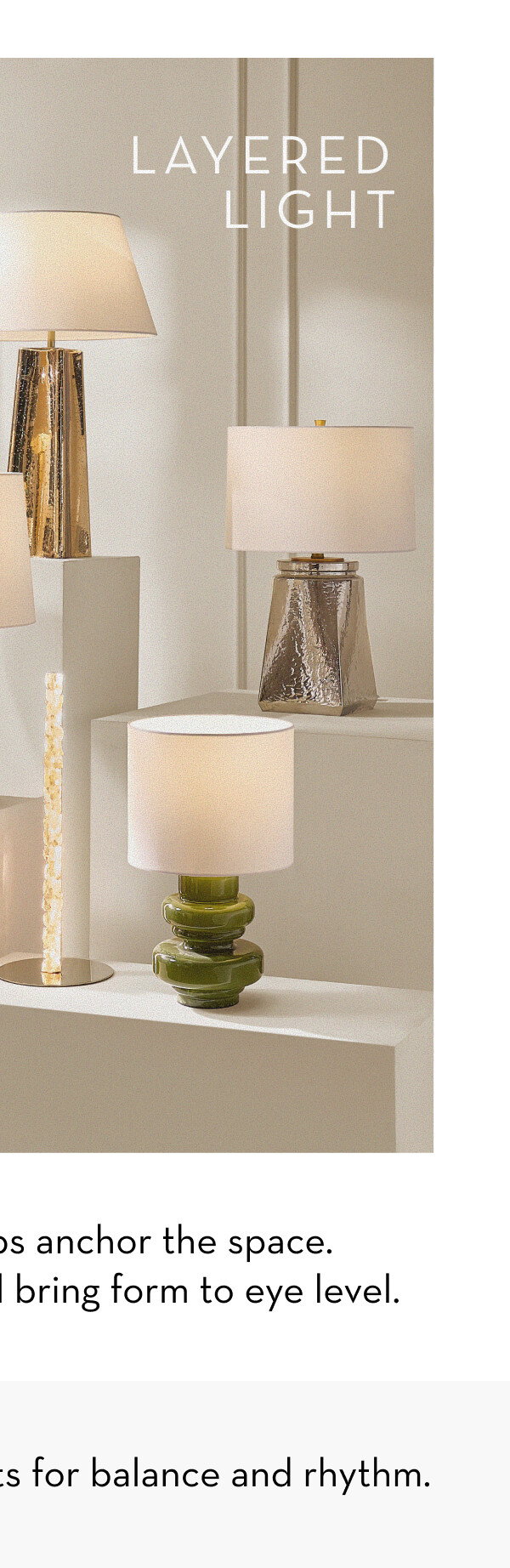 Designer table lamp adding warm ambient light.