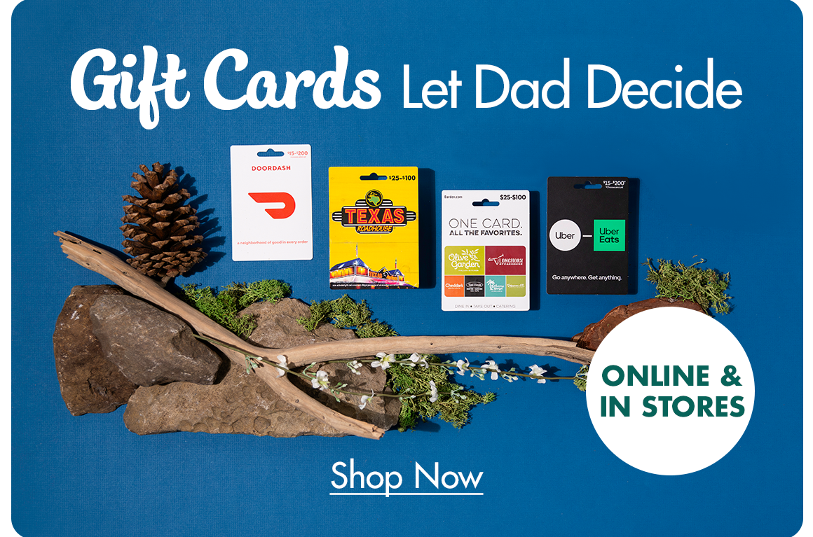 Gift Cards Let Dad Decide and a selection of gift cards
