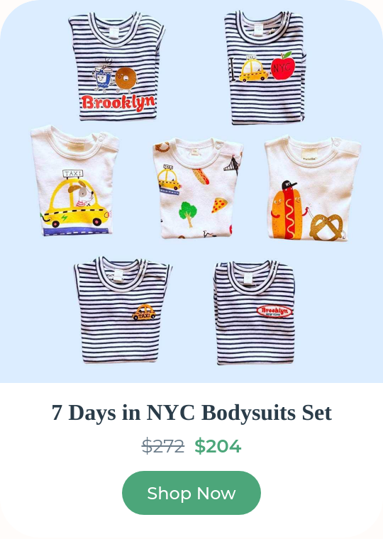 7 Days in NYC Bodysuits Set — seven organic bodysuits for every day of the week