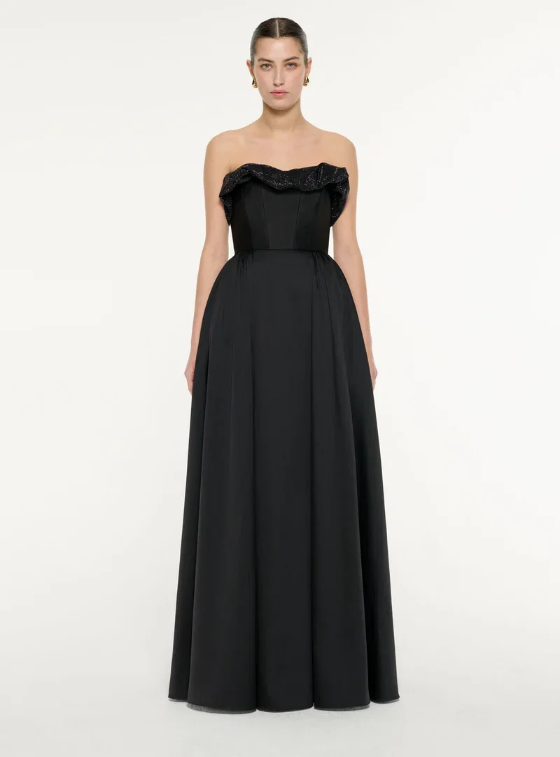 RUFFLE TAFFETA GOWN