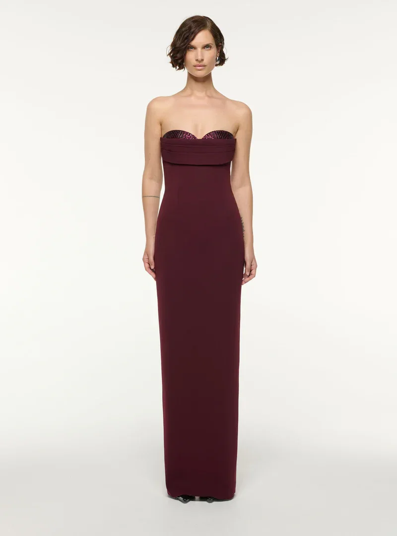 DIAMANTE PEEK-A-BOO BUST COLUMN GOWN