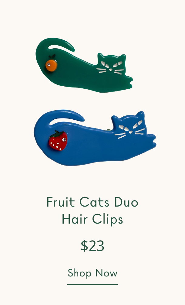fruit cats hair clip duo