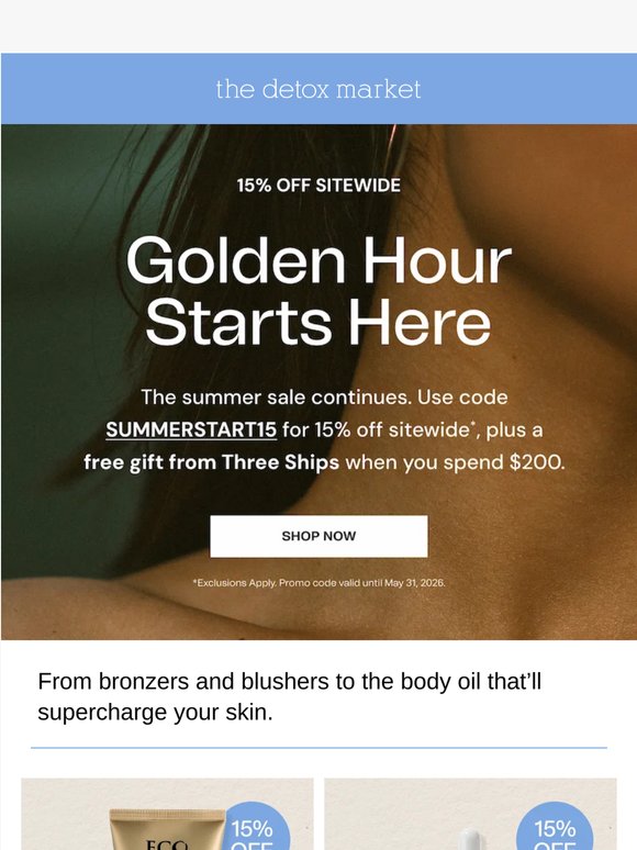 Enjoy 15% Off During The Summer Warm-Up Sale