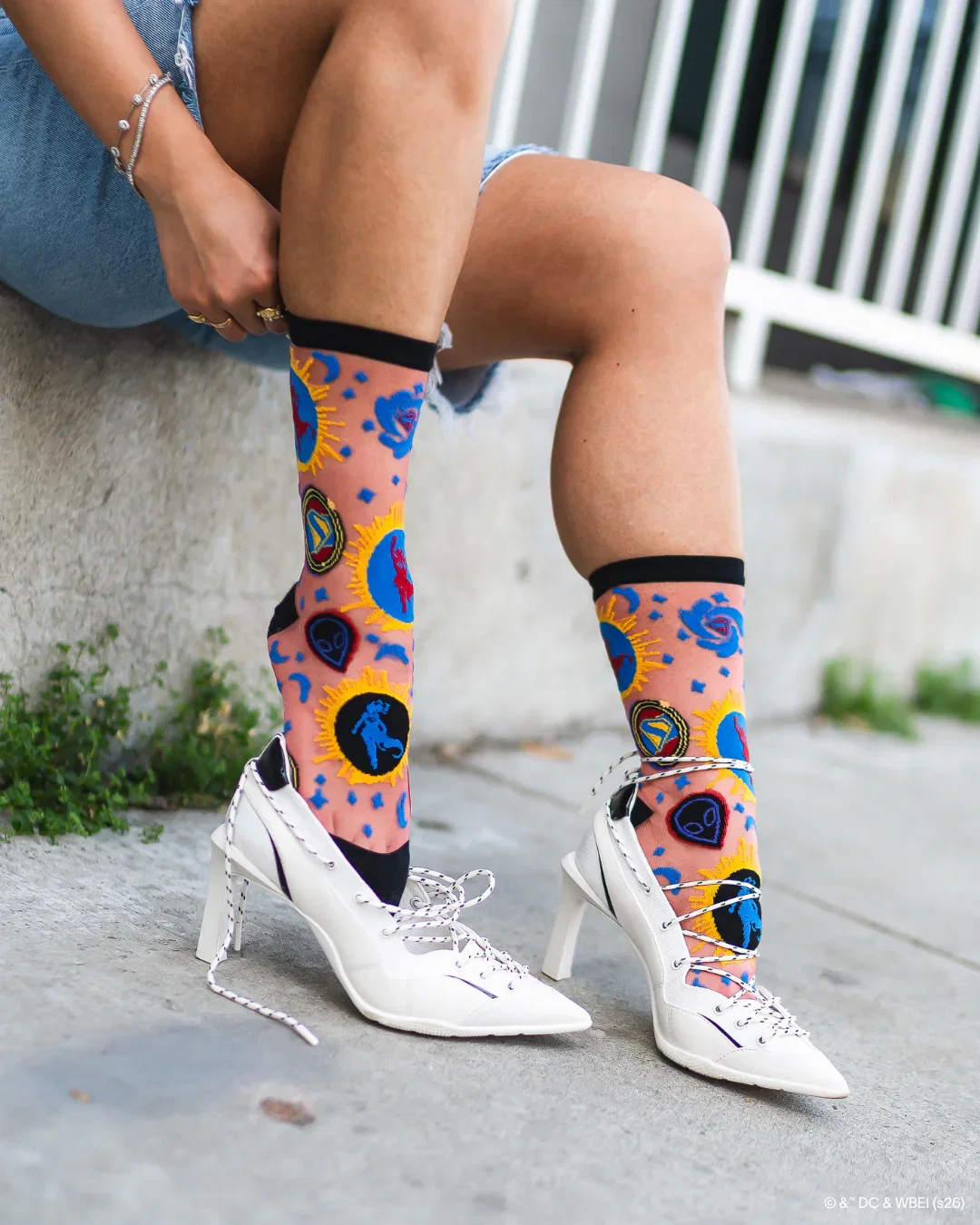 Image of Supergirl Silhouette Shimmer Sheer Crew Sock
