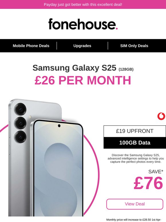 It’s payday! Get 100GB of data with the Samsung Galaxy S25📱