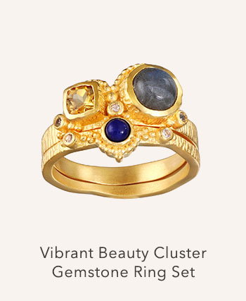 Vibrant Beauty Cluster Gemstone Ring Set