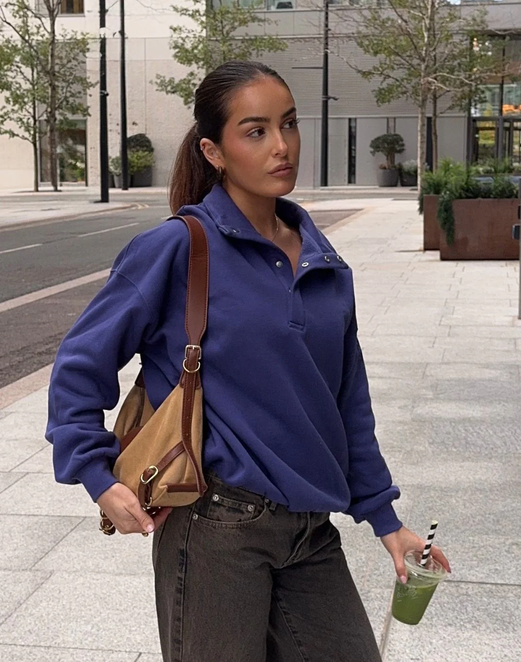 Image of Snap Collar Sierra Sweatshirt in Violet Smoke