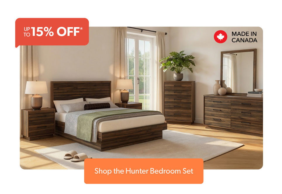 Up to 15 percent off. Shop the Hunter bedroom set.