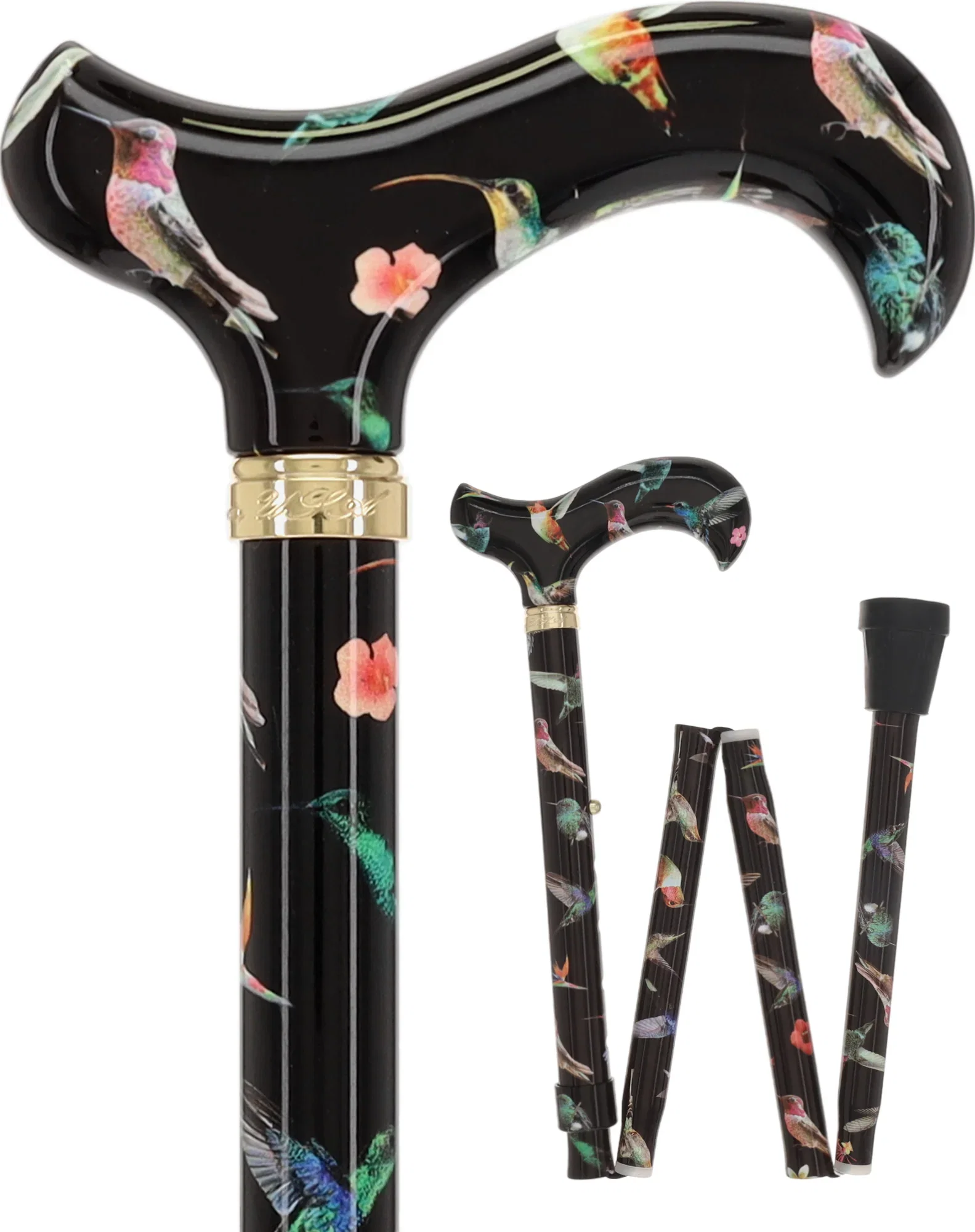 Image of Flight of the Hummingbird Designer Pattern Folding Adjustable Cane