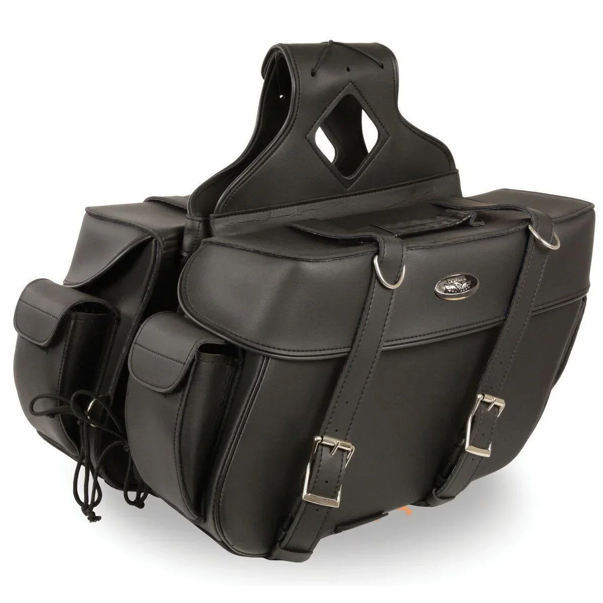 Image of Milwaukee Leather SH57401ZB Black Large Zip-Off PVC Throw Over Motorcycle Saddlebags