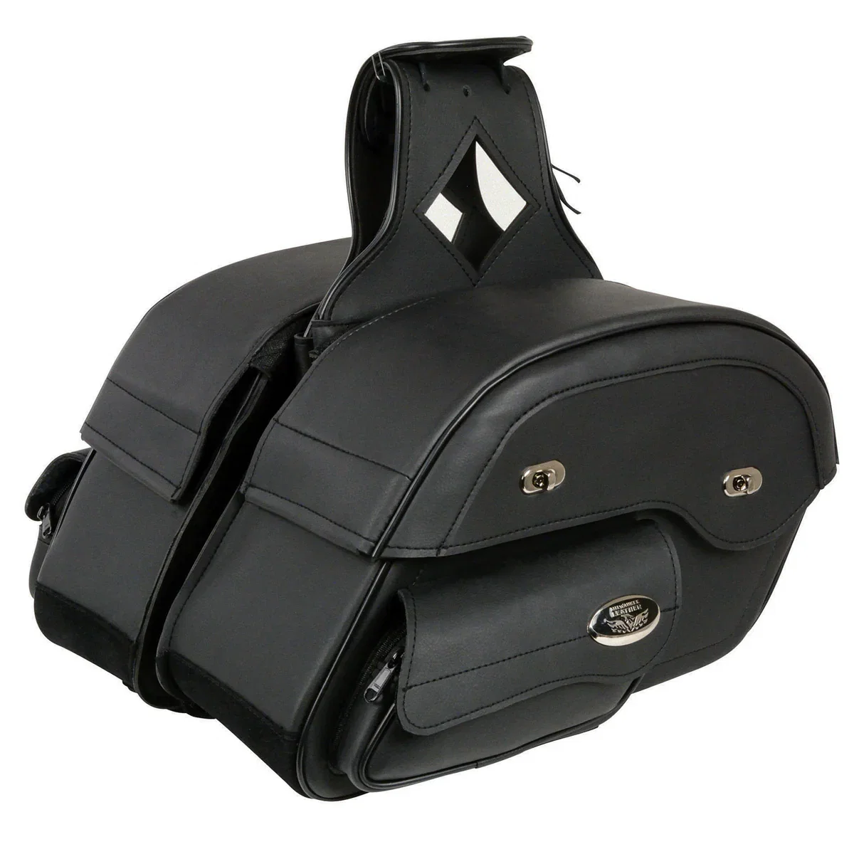 Image of Milwaukee Leather MP8305 Black PVC Cruiser Style Slant Pouch Throw Over Saddlebags