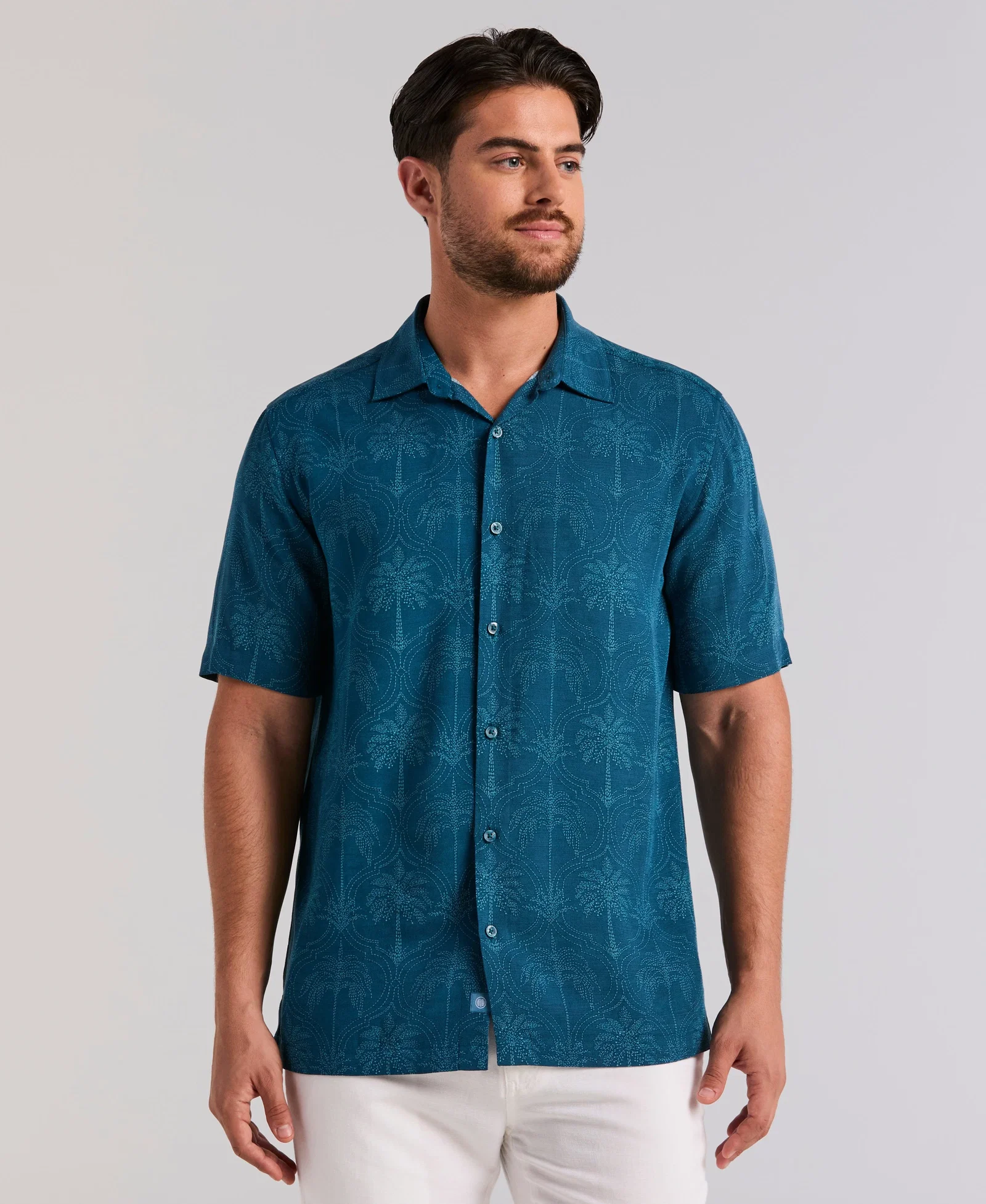 Image of Medallion Palm Print Shirt