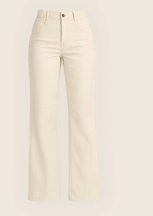 Nimes High Rise Wide Leg Jeans in Sand Denim