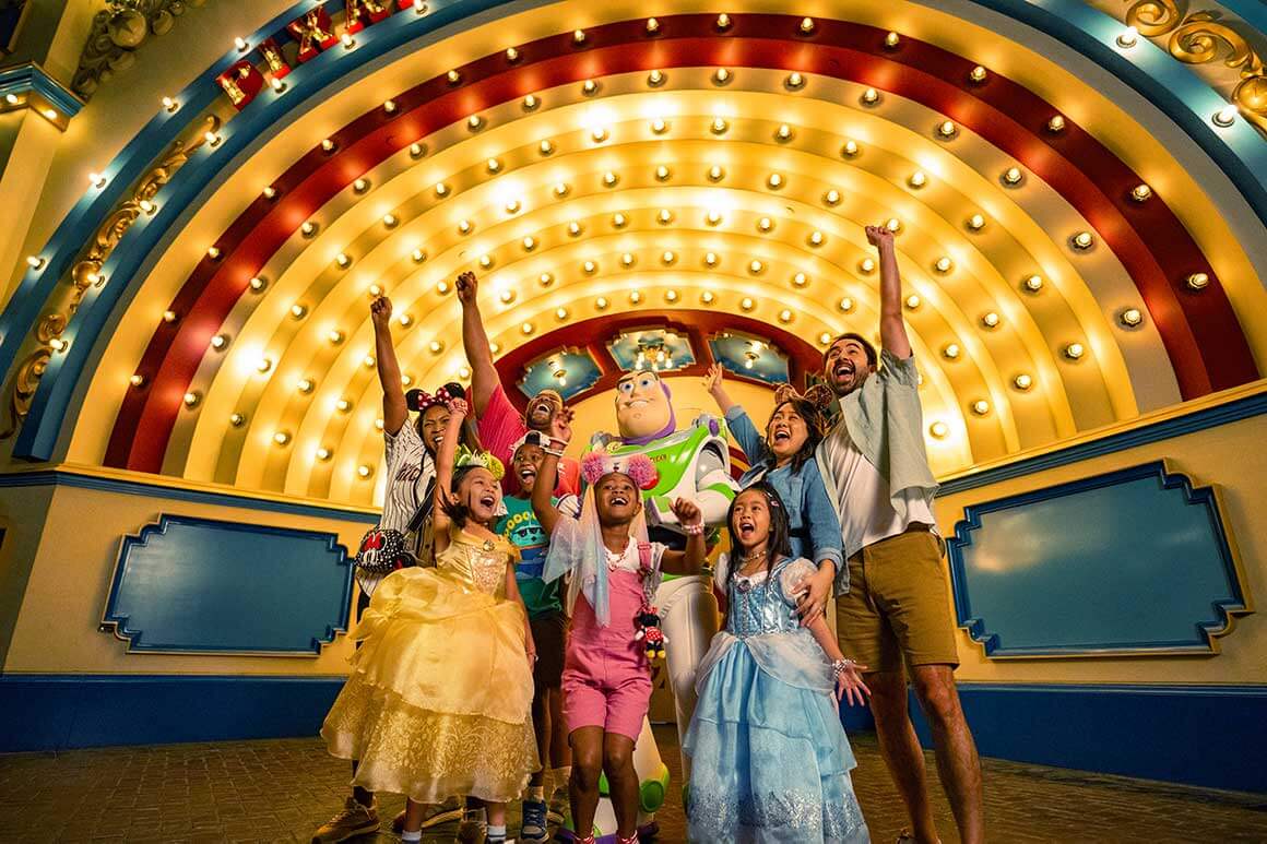 Family with Buzz Lightyear at Disney California Adventure