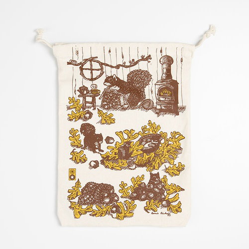 Image of Squirrel Crochet Drawstring Bag