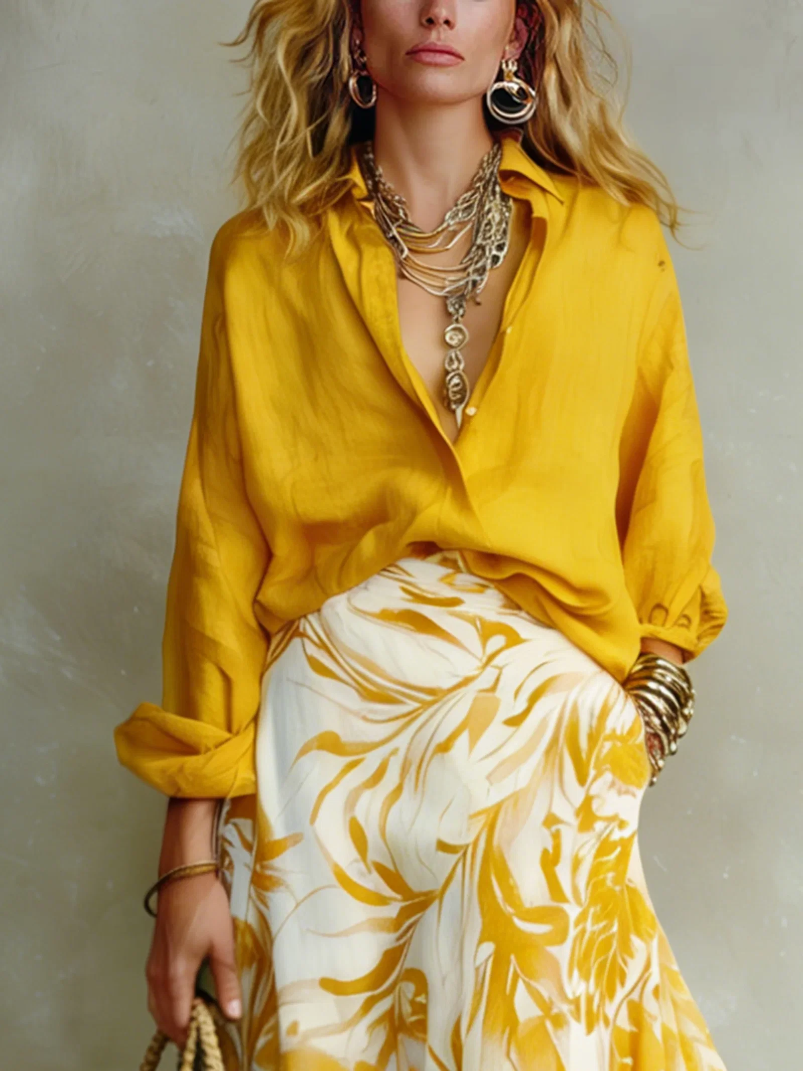 Image of Cotton Elegant Plain Printing Shirt Collar Shirt