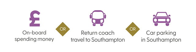 Select Price Benefits: On-board spend, return coach or car parking in Southampton