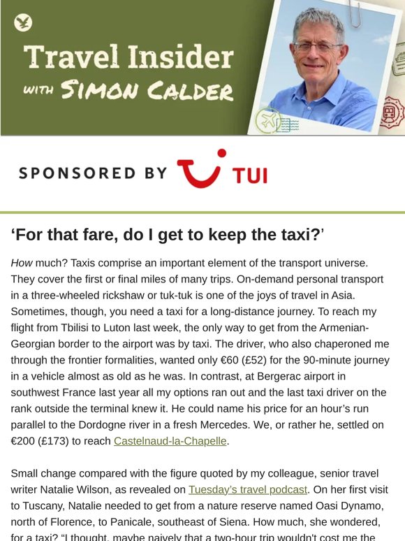 Taxi for Mr Calder?