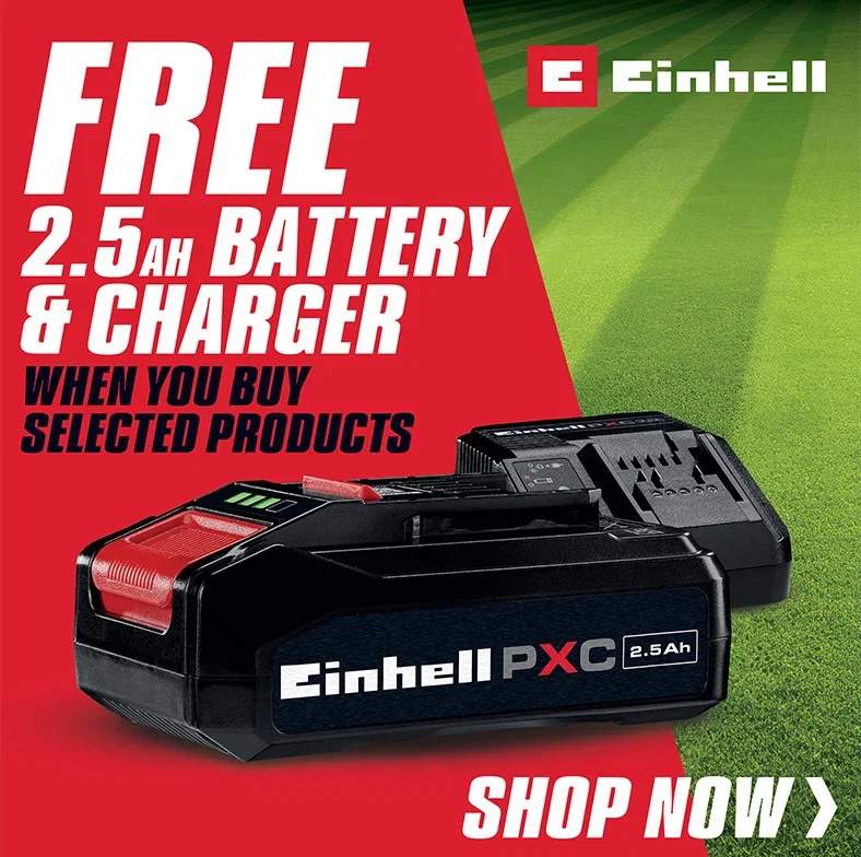 Einhell - Free 2.5ah battery & charger when you buy selected products. Shop now
