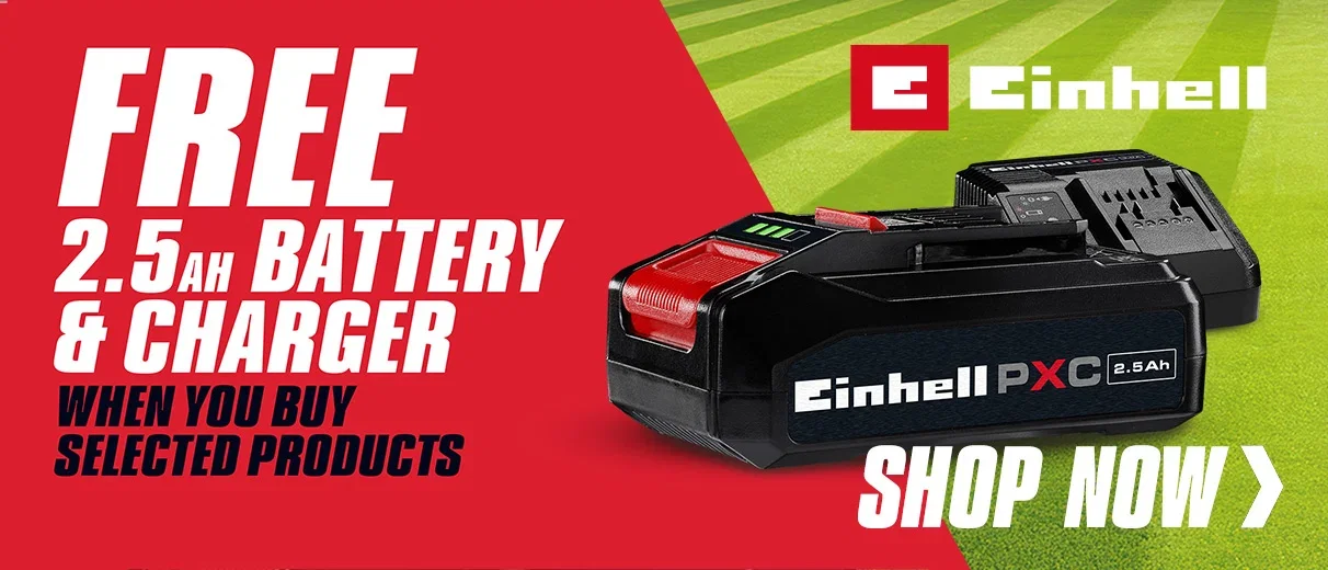 Einhell - Free 2.5ah battery & charger when you buy selected products. Shop now