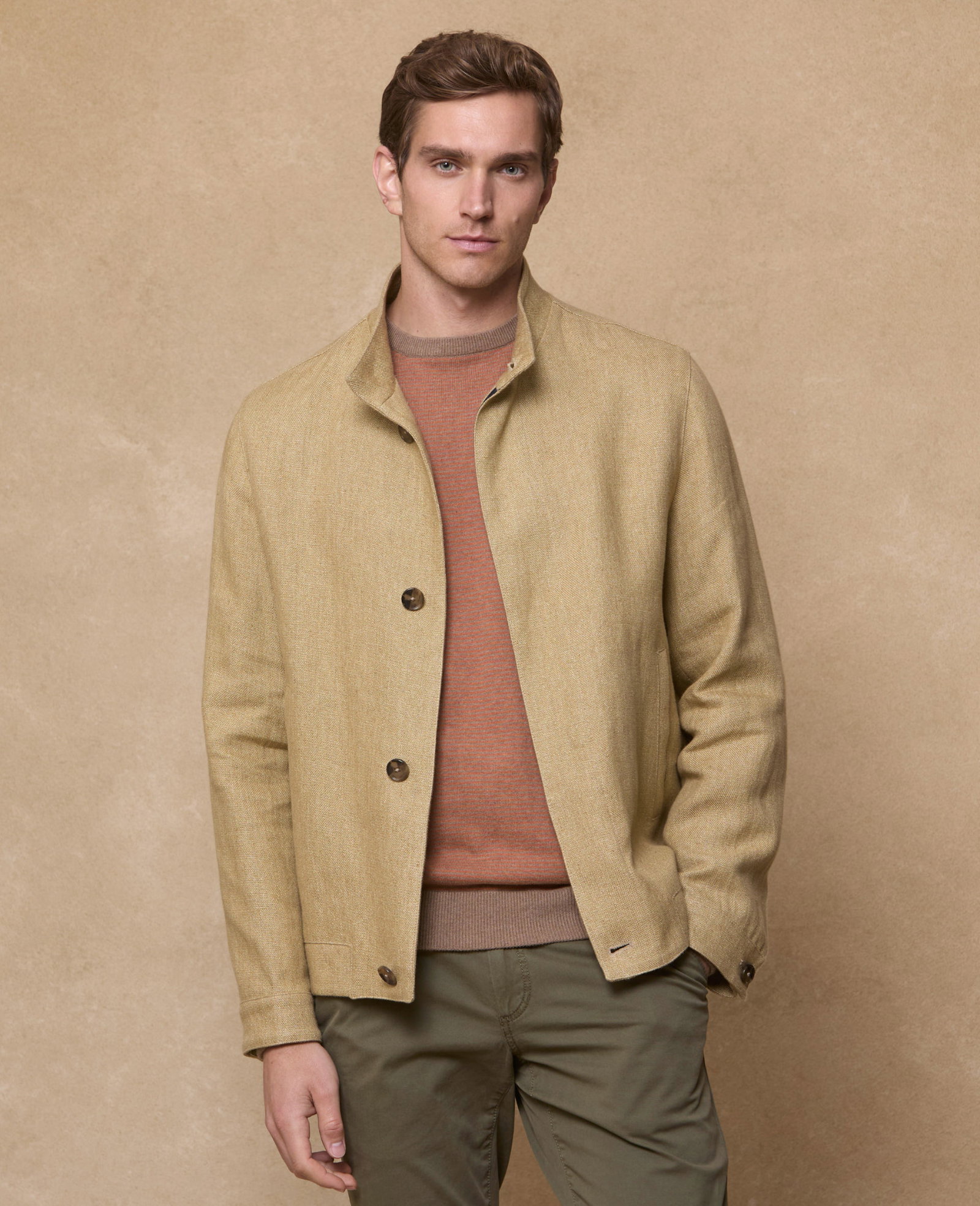 Image of Moy Tumbled Linen Jacket - Oat