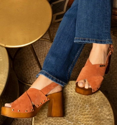 sandales a talon tessy terracota en cuir les tropeziennes par mbelarbi