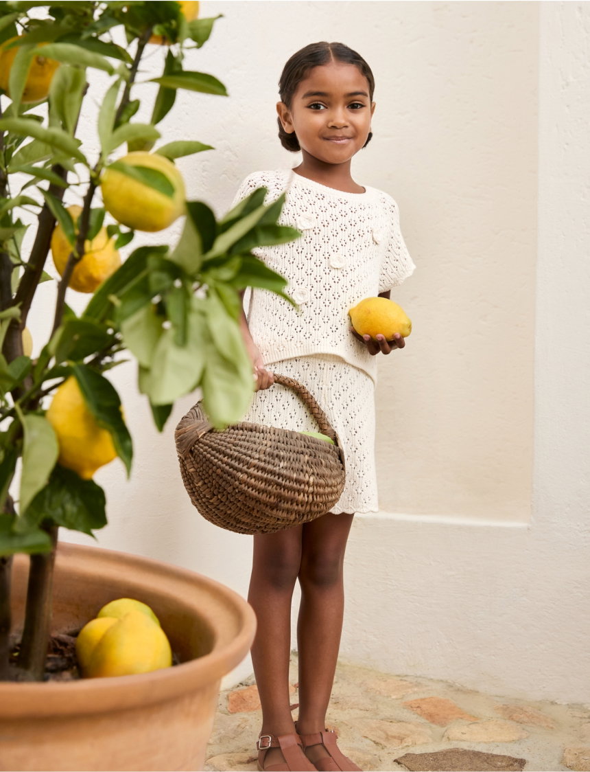 Organic Cotton Crochet Flower Top and Shorts Set 0 to 4 years