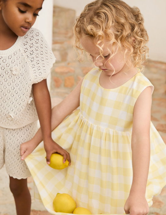 Organic Cotton Blend Gingham Bow Back Dress 0 to 4 years