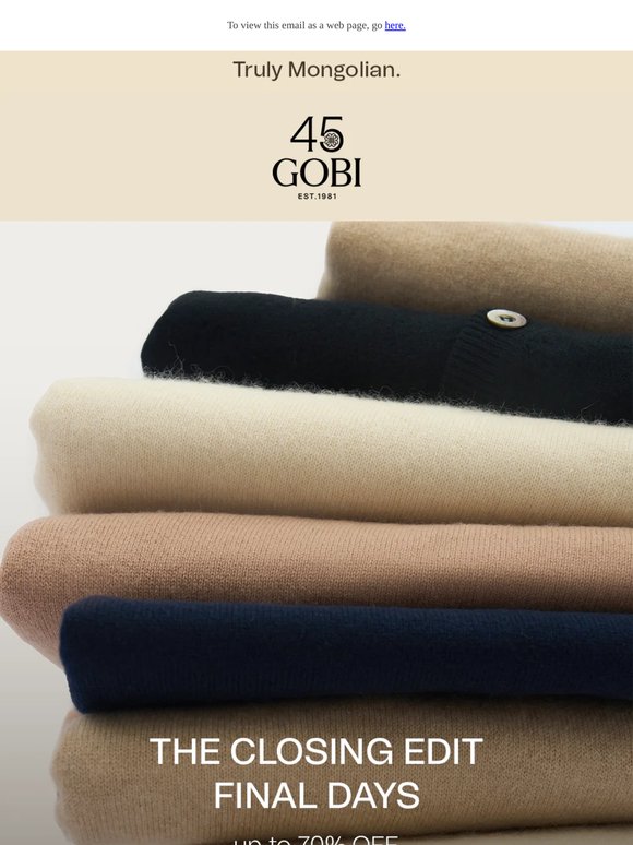 Final Days | Final Sizes in Cashmere