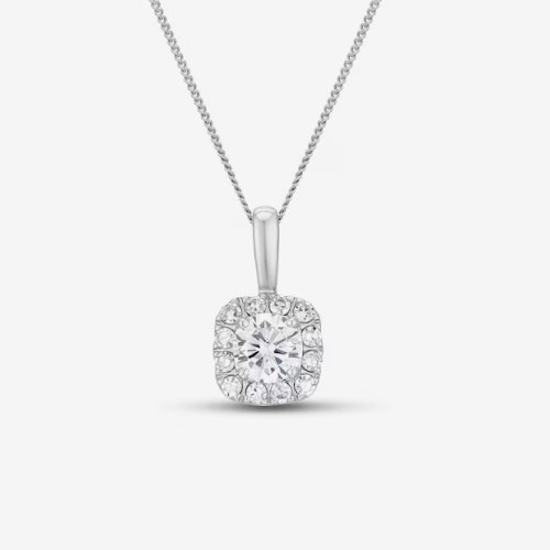 Harriet Sterling Silver 0.25ct Lab-Grown Diamond Halo Pendant Necklace