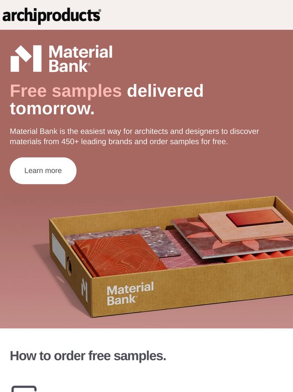Material Bank: Order free material samples and enter the Tom Dixon lamp raffle