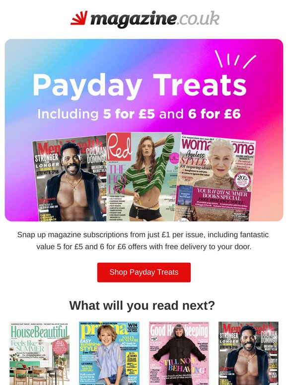 Payday perks! Offers from £1 per issue