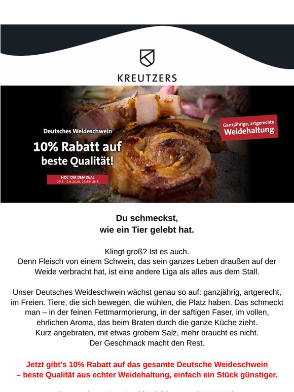 10% auf Deutsches Weideschwein – Nur bis 2. Juni 🥩