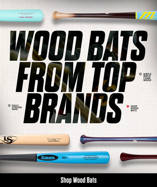 Wood bats from top brands. Fully stocked now.