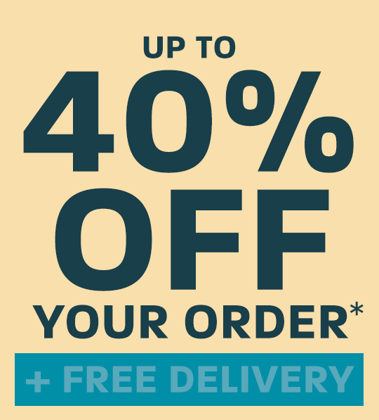Up to 40% off your order + free delivery*