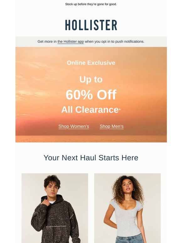 Up to 60% off ALL clearance online!*