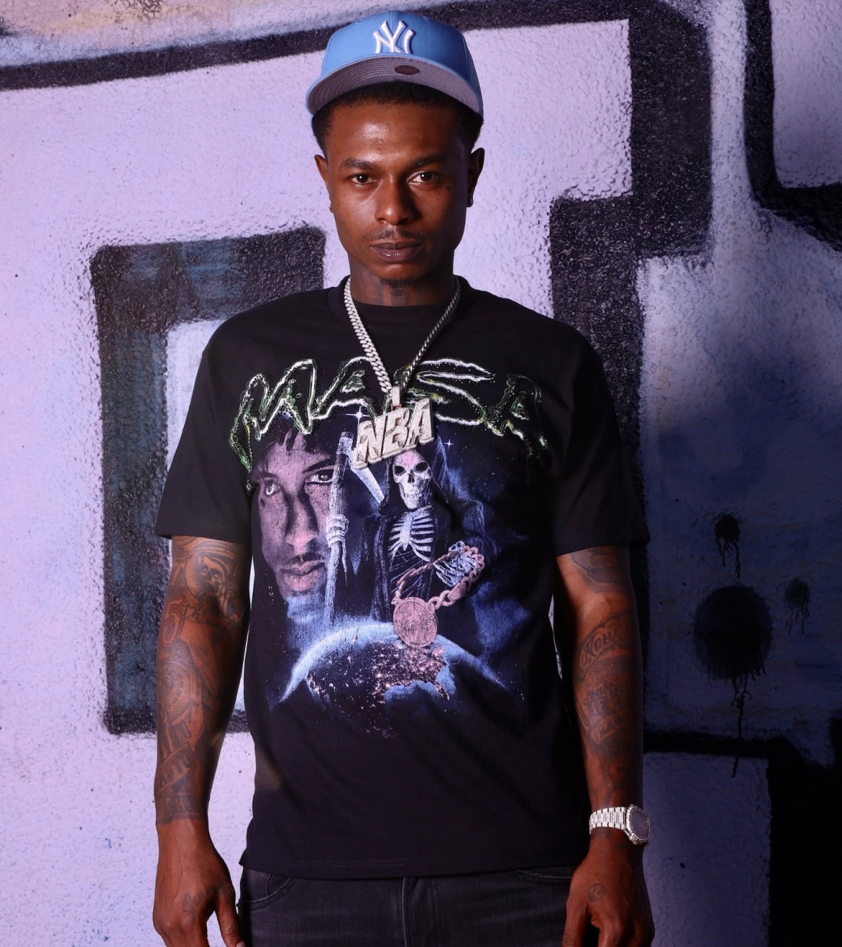 Shop NBA YoungBoy | The rapper wearing a Grim Reaper tee