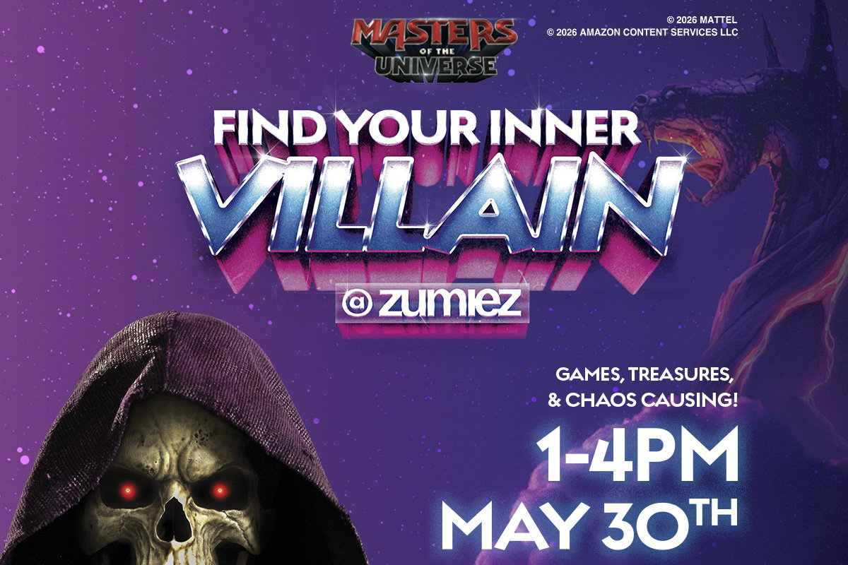 Release your inner villain at your local Zumiez on May 30th from 1pm to 4pm. Find your local store now!
