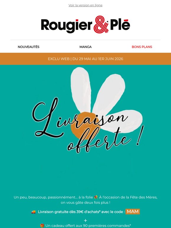 Livraison gratuite + 1 cadeau offert 
🎁