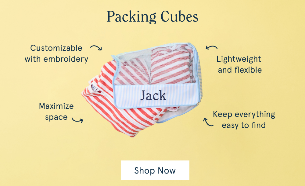 Packing cubes with product call outs