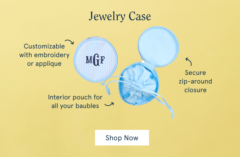 Jewelry case with product callouts