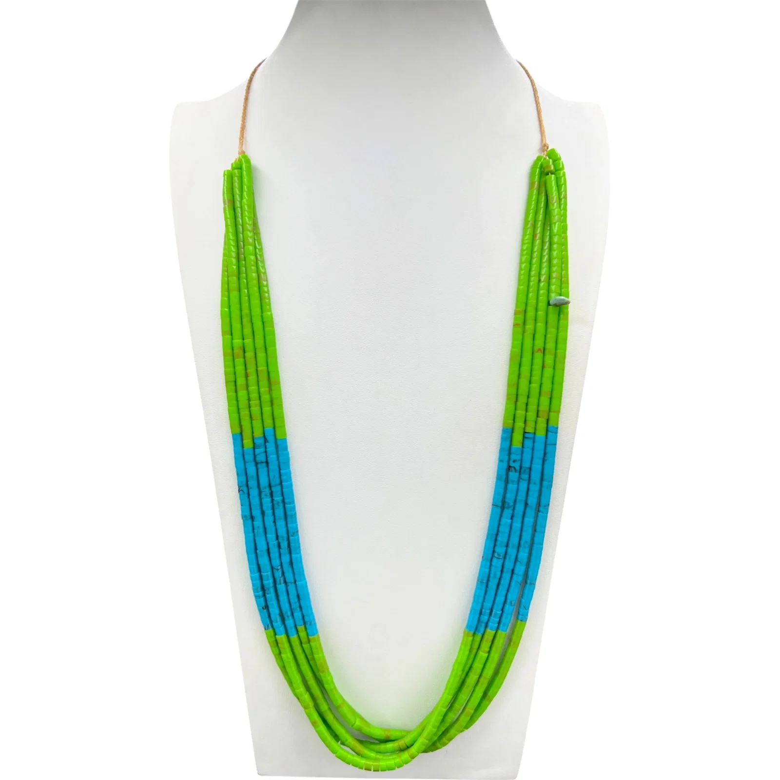Image of Gaspeite and Turquoise Heishi Five Strand Necklace Santo Domingo
