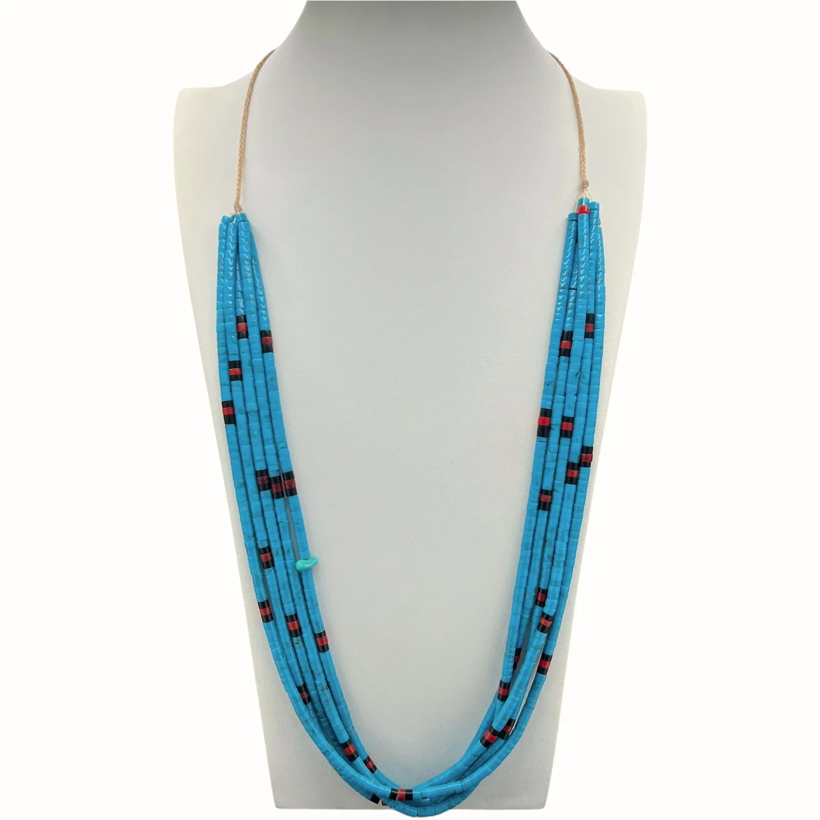 Image of Turquoise, Coral, and Black Jet Necklace Santo Domingo