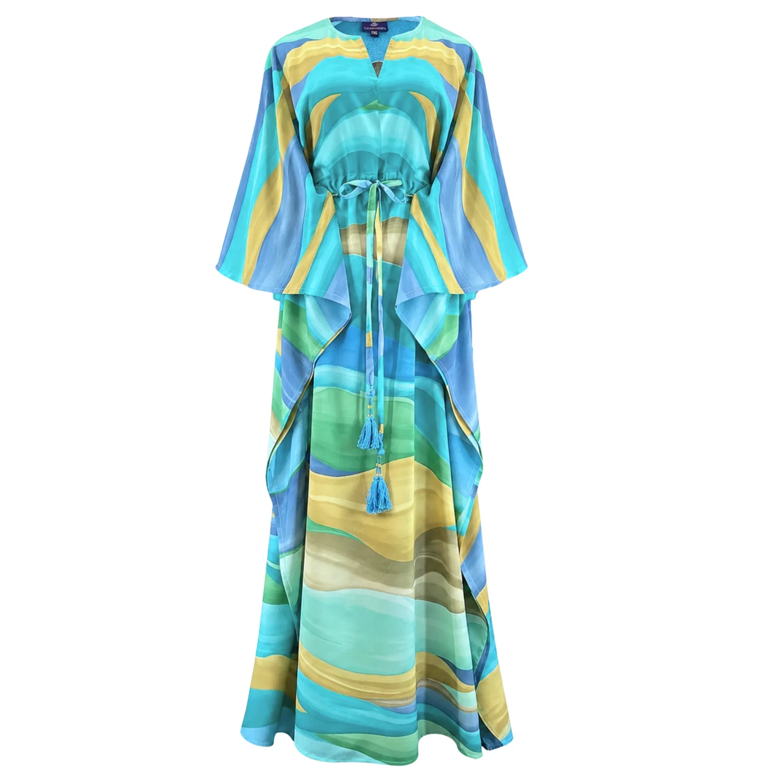 Image of Georgia Italian Silk Maxi Kaftan Dress On Back Order 2-4 Weeks