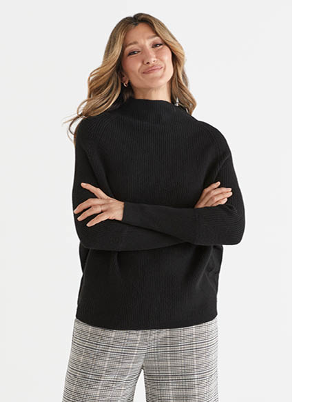 Ribbed Nigh Neck Knit Jumper